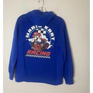 Nintendo Mario Brothers Mario Kart Graphic SWEATSHIRT HOODIE Boys Size 18 Blue